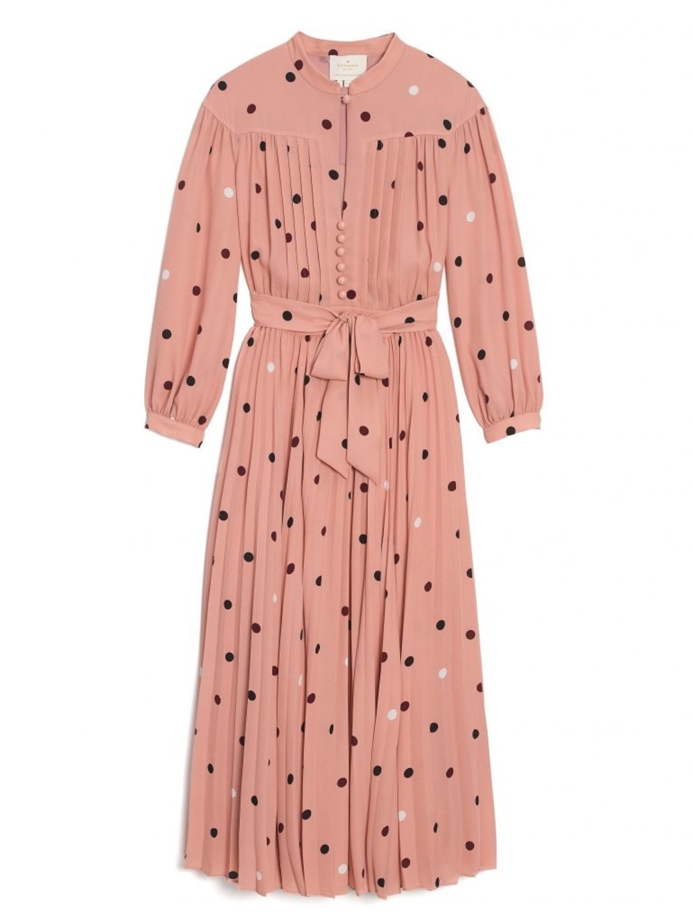 kate spade Dusty Rose Polka Dot Pleated Midi Dress